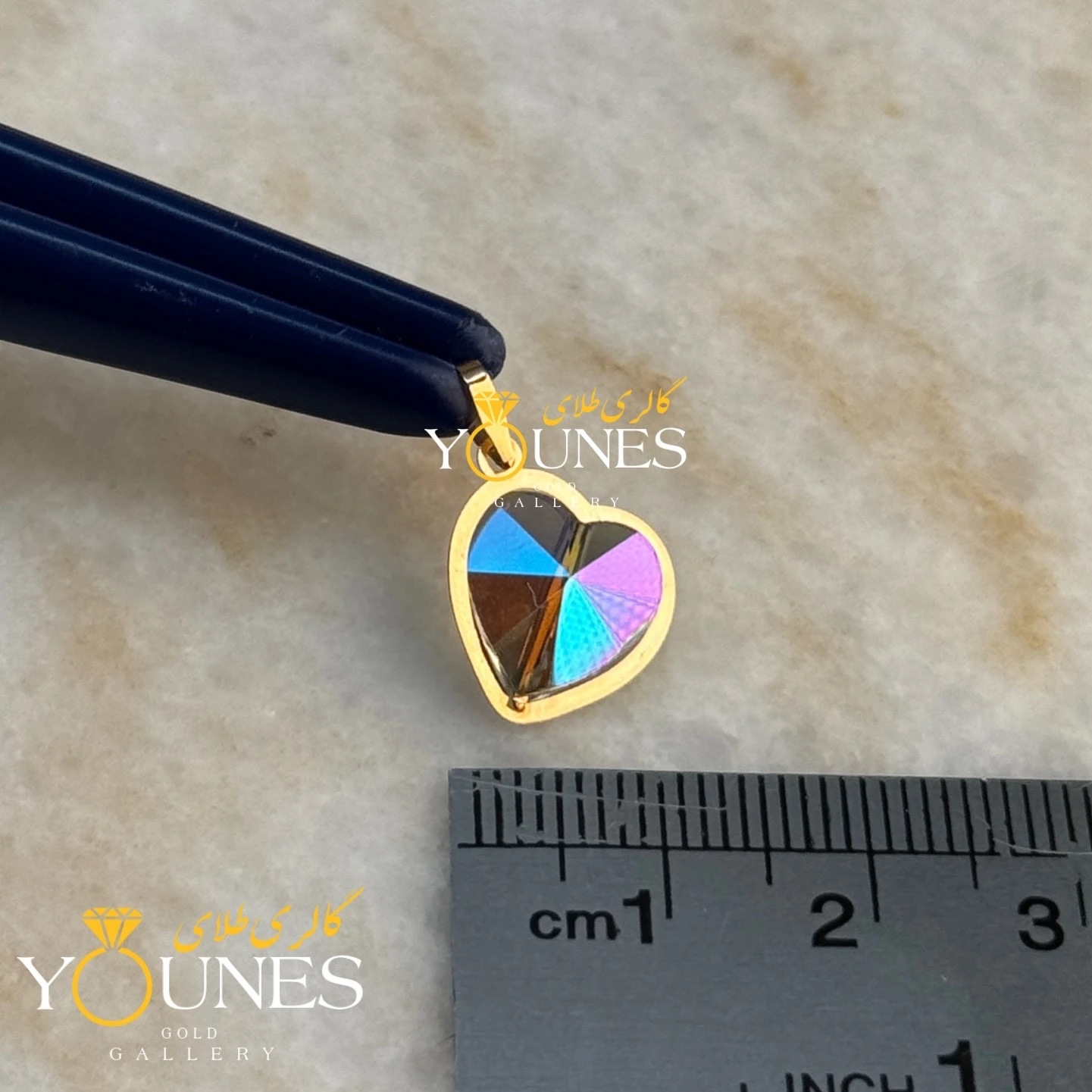 آویز طلا سواروسکی قلبی صورتی